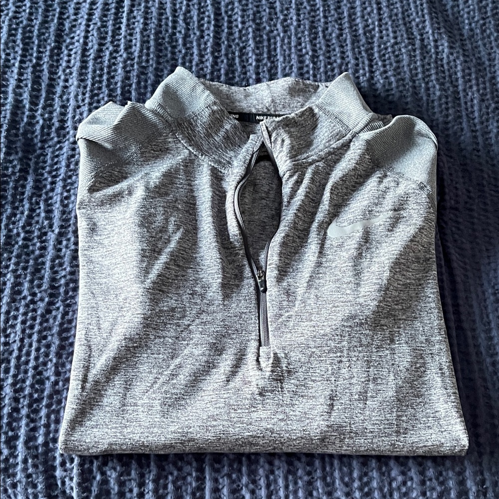 Nike Men's Heathered Gray Zip-Up Dri-Fit